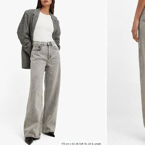 NA-KD Light Gray Wide High Waist Jeans EU Size